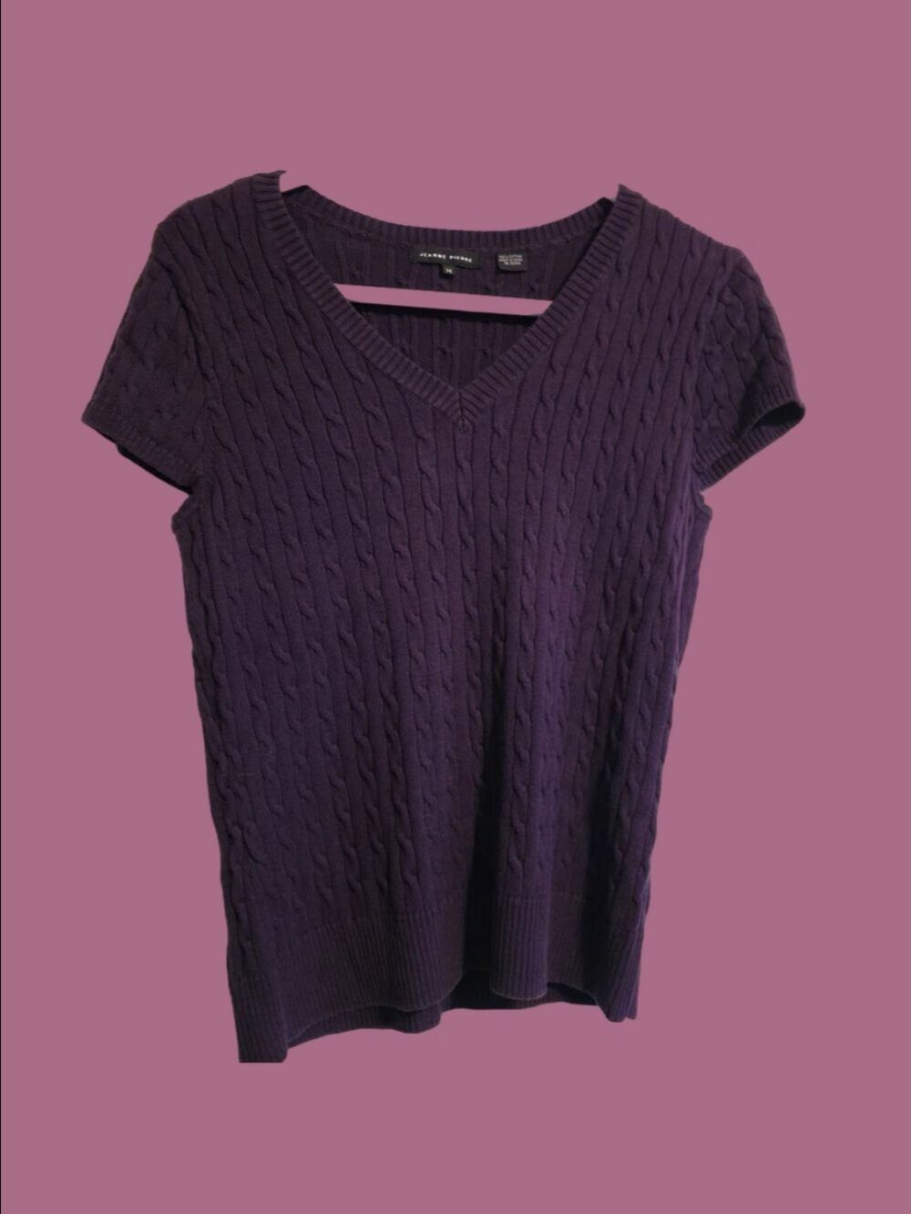 4/$25 Deal! Jeanne Pierre Rich Purple Cable Knit Sweater